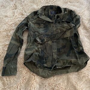 Camouflage print button up shirt